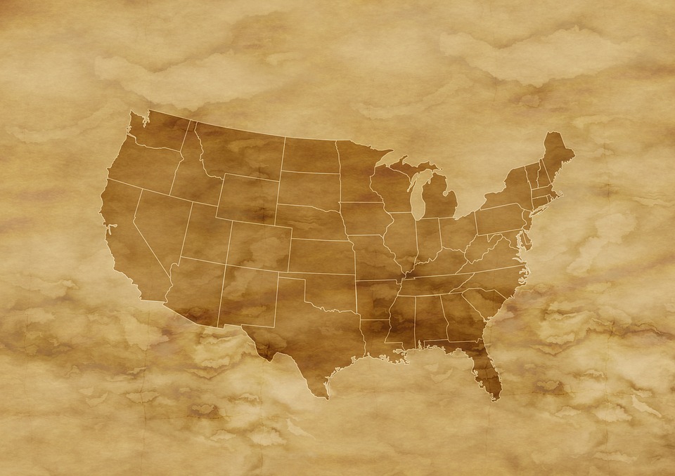Vintage Parchment Map of United States